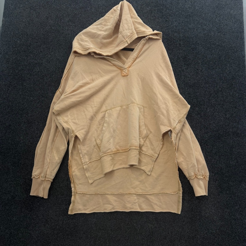 We The Free Free People Orange Oversized High Low Hoodie Side Slits OB1024343 S